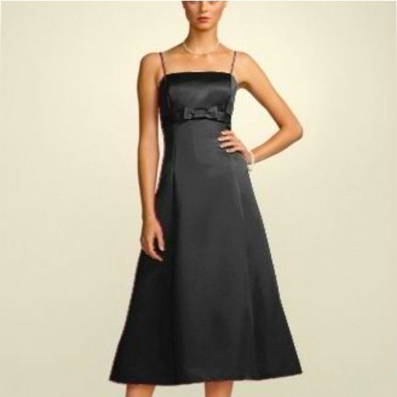 David's Bridal Dresses & Skirts - NWT David’s Bridal Black Satin tea length classic A-line formal dress size 12
